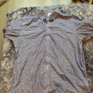 Brooks Brothers Blue and White Stripe Mens Dress Shirt